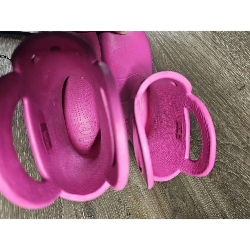 Crocs Childrens Sz 2 Junior Handle It Rain Boot Waterproof Croslite Pink Boots